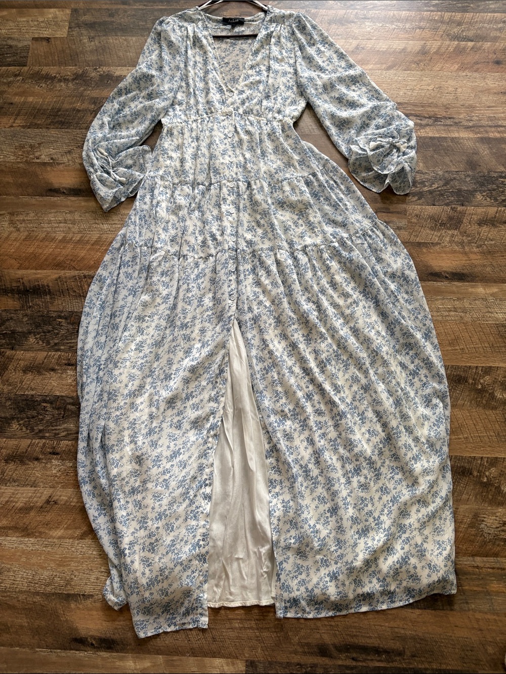 Vici Light Blue Floral Tiered Maxi Dress